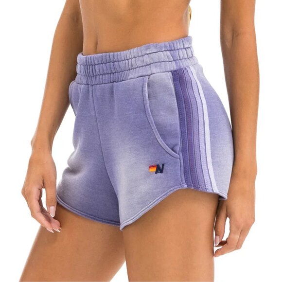 Aviator Nation 5 Stripe Pocket Club Shorts in Faded Grape - Picture 1 of 6